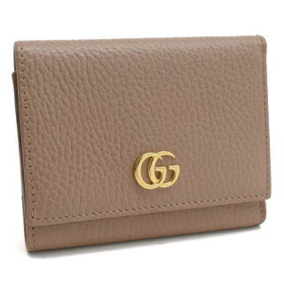 Gucci GG Marmont Trifold Wallet Beige Leather - Picture 1 of 8